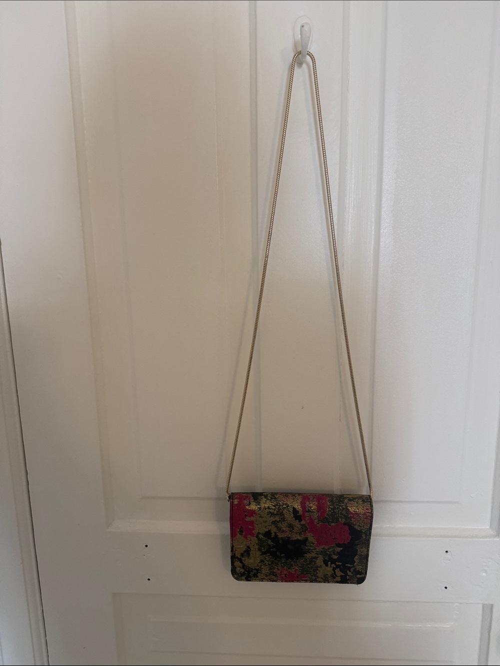 & Other Stories Gold Chain Crossbody with Pink, Black & Green Floral Jacquard
